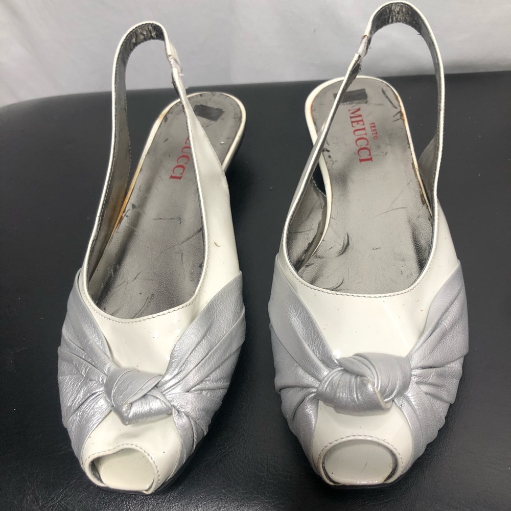 Silver white SESTO MEUCCI OPEN TOE SANDALS 7 N NEW